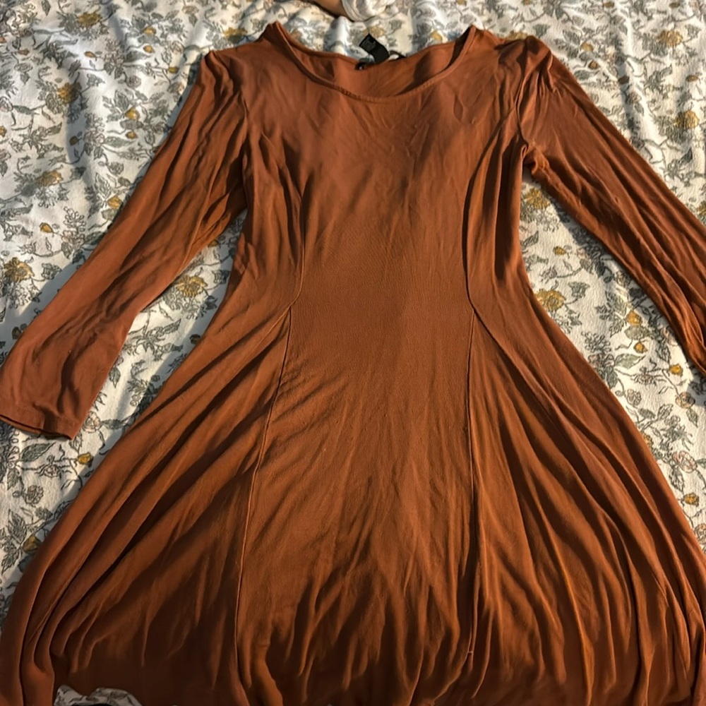 Brown 3/4 sleeve dress